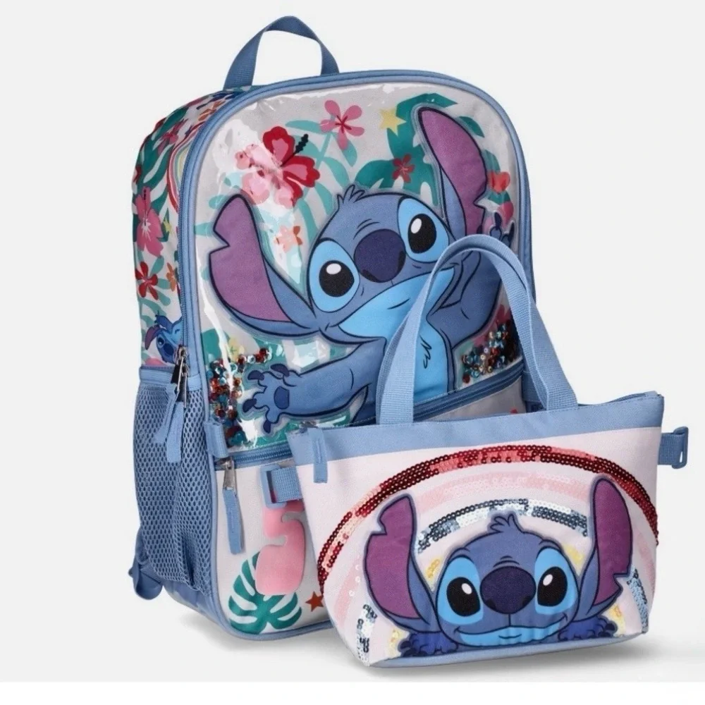 NWT Disney Lilo & Stitch backpack and sequined lunchbox cooler